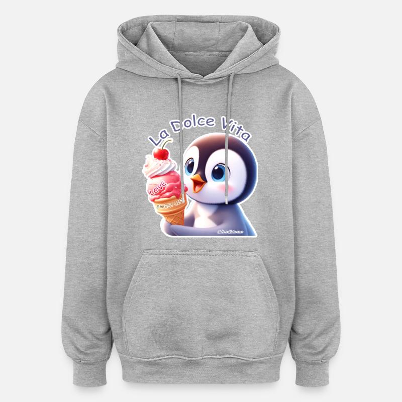 Pingouin - La Dolce Vita - Sweat à capuche oversize unisexe - gris chiné