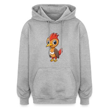 Pic Mignon Mascotte Personnage De Dessin Animé Kawaii - Sweat à capuche oversize unisexe - gris chiné - Devant - Noah (186cm)