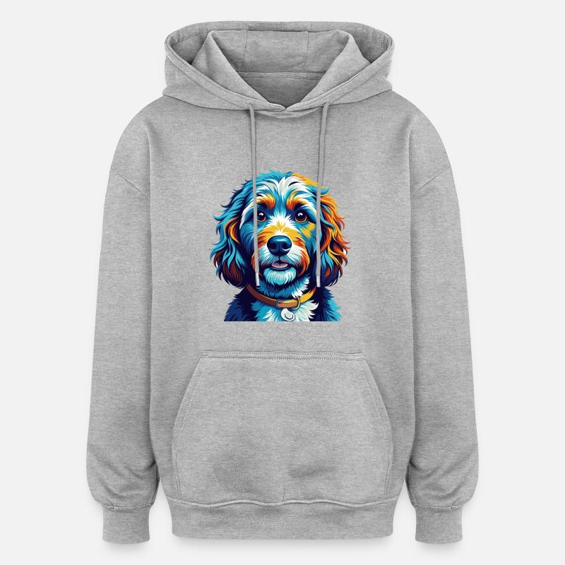 Cockapoo Hunderasse Bunt Karikatur Kawaii - Oversized Unisex Hoodie - Grau meliert