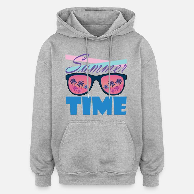 Lunettes de soleil en palmier d’été - Sweat à capuche oversize unisexe - gris chiné