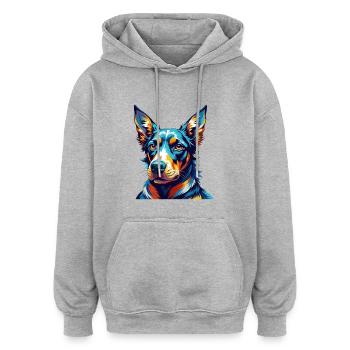 Chien courant de Transylvanie Race Dessin animé Kawaii - Sweat à capuche oversize unisexe - gris chiné - Devant - Noah (186cm)