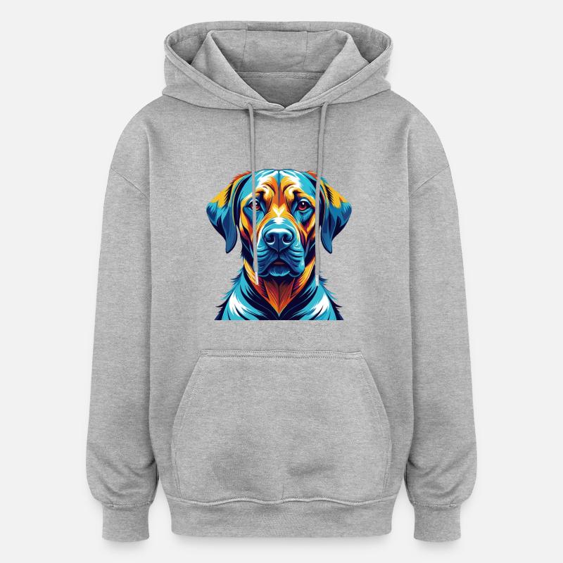 Rhodesian Ridgeback Hunderasse Karikatur Kawaii - Oversized Unisex Hoodie - Grau meliert