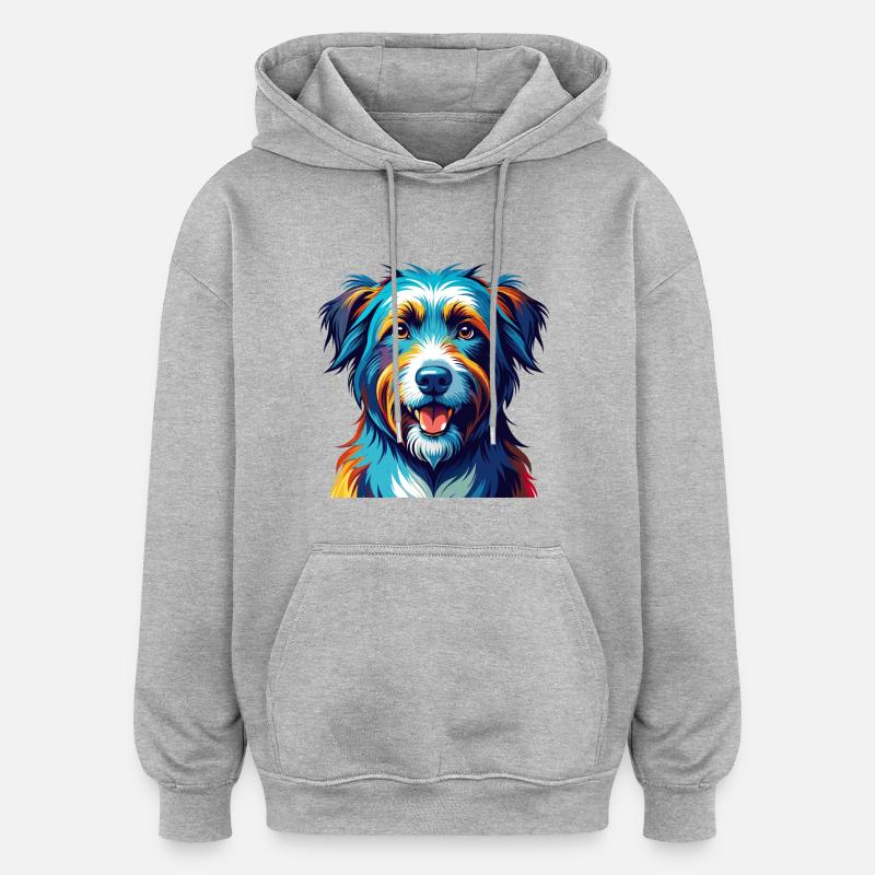 Pyrenäenschäferhund Hunderasse Karikatur Kawaii - Oversized Unisex Hoodie - Grau meliert