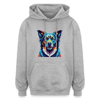 Schäferhund Hunderasse Bunte Karikatur Kawaii - Oversized Unisex Hoodie - Grau meliert - Vorne - Noah (186cm)
