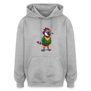 Jay Bird Lustige Kawaii Cartoon Figur Clipart - Oversized Unisex Hoodie - Grau meliert - Vorne - Noah (186cm)