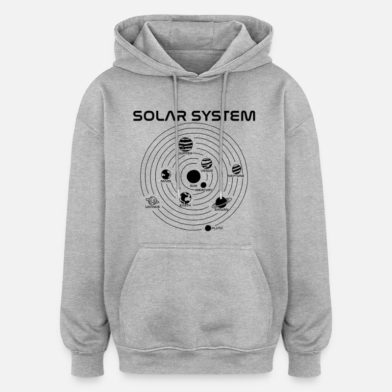 Carte du système solaire (noir) - Sweat à capuche oversize unisexe - gris chiné