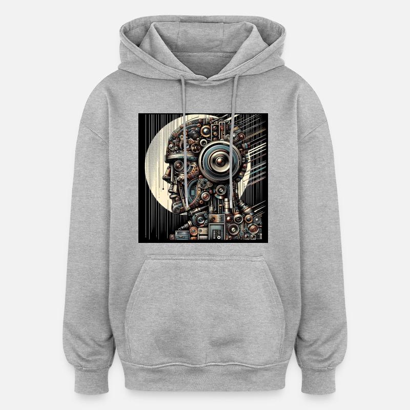 Âme analogique Robot IA Art - Sweat à capuche oversize unisexe - gris chiné