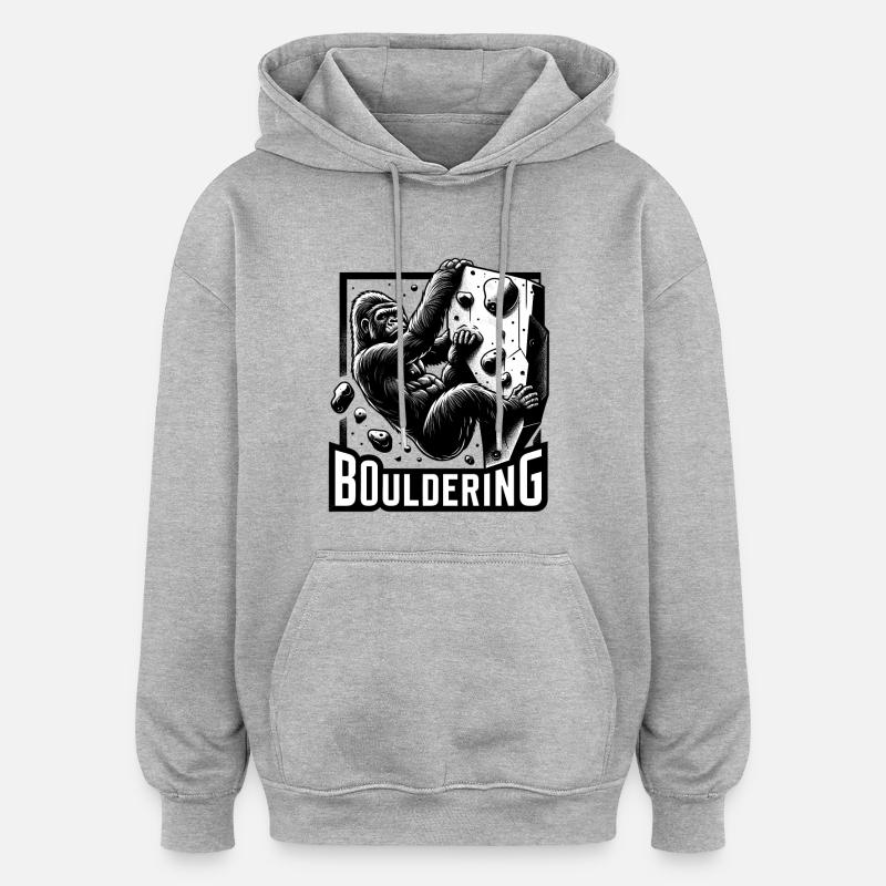 Bouldering Gorilla Silverback Cadeau - Sweat à capuche oversize unisexe - gris chiné