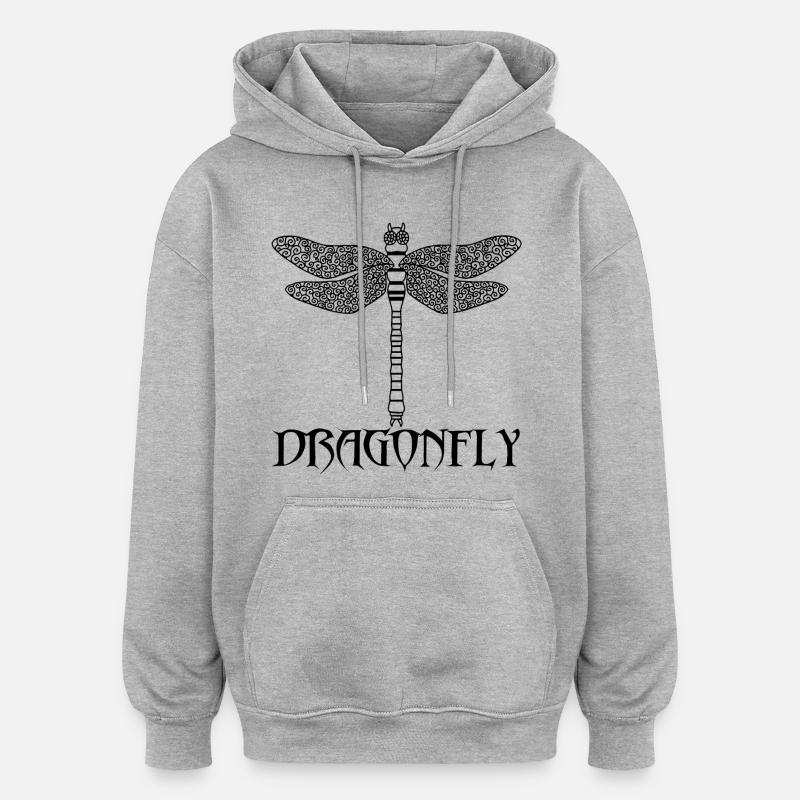 Libellule noire - Sweat à capuche oversize unisexe - gris chiné