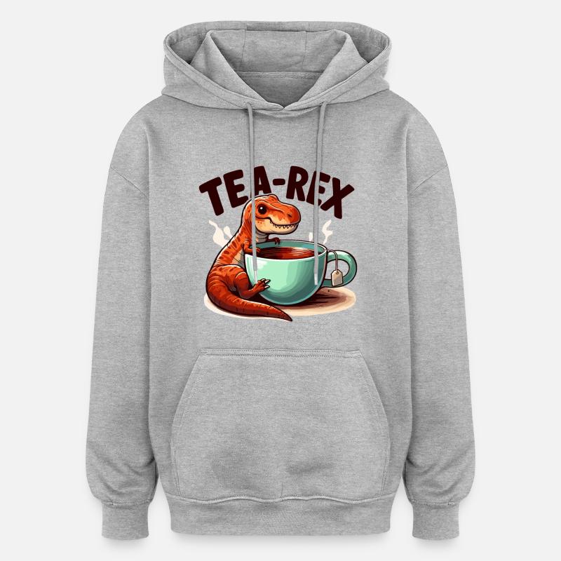 Tee Rex Tee-Rex Teetrinker Geschenk - Oversized Unisex Hoodie - Grau meliert