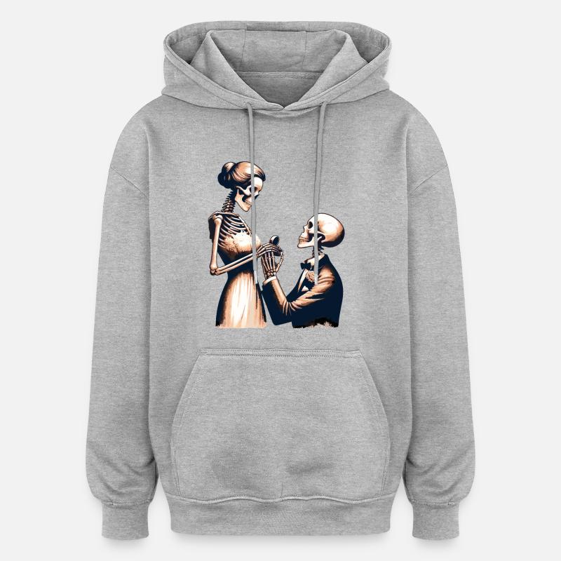 Conception de parodie de squelette de mariage - Sweat à capuche oversize unisexe - gris chiné