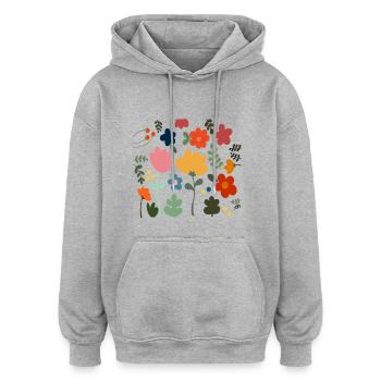 Flower Power Blumen Design - Floral Hippie Style - Oversized Unisex Hoodie - Grau meliert - Vorne - Noah (186cm)