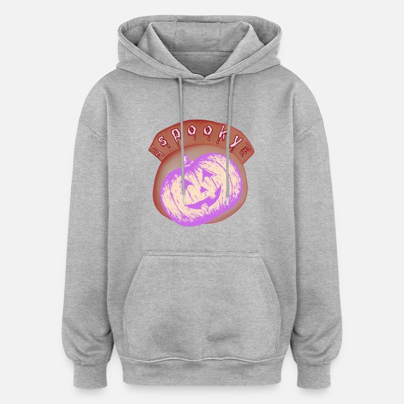 Citrouille lumineuse lilas Halloween - Sweat à capuche oversize unisexe - gris chiné