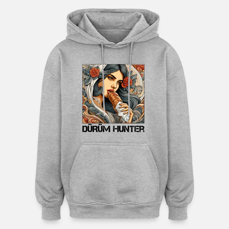 Dürüm Hunter Kebab Cadeau - Sweat à capuche oversize unisexe - gris chiné