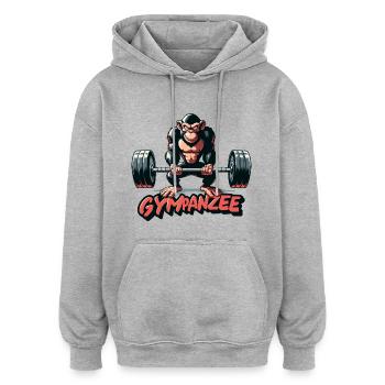 Gympanzee Schimpanse witzig Gym Geschenk - Oversized Unisex Hoodie - Grau meliert - Vorne - Noah (186cm)