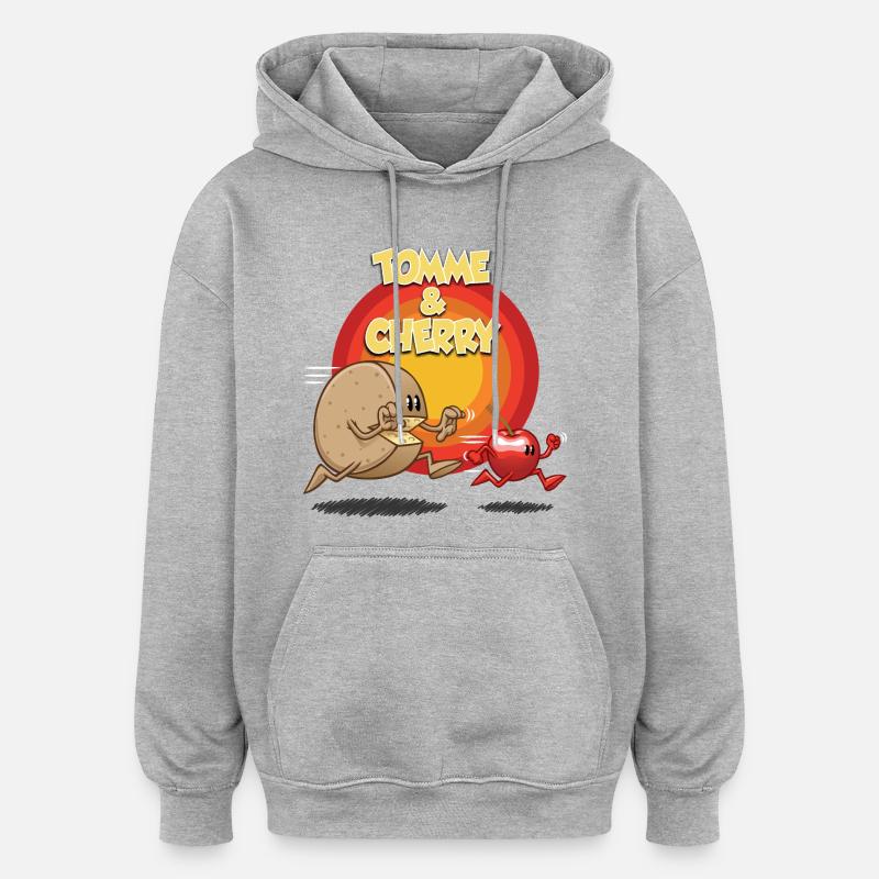 Tomme et cherry - Sweat à capuche oversize unisexe - gris chiné