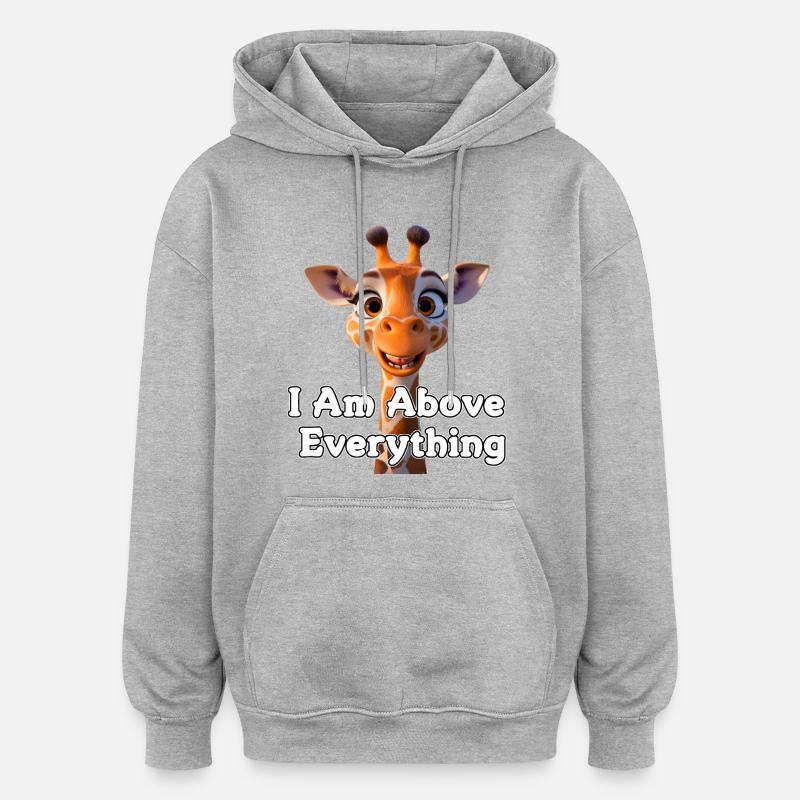 Giraffe mit Motivationsbotschaft - Oversized Unisex Hoodie - Grau meliert