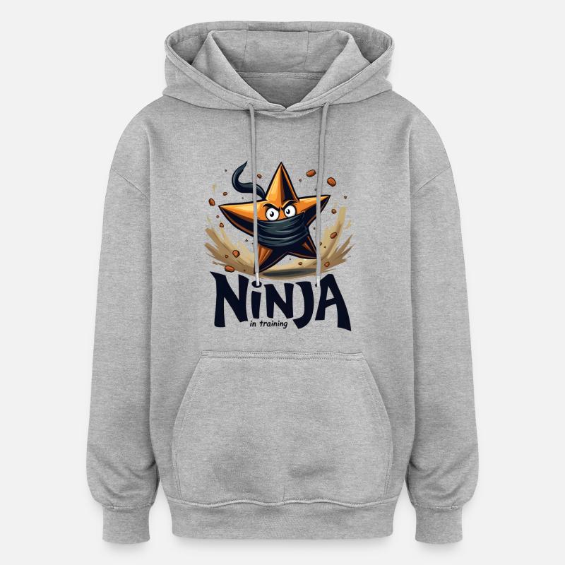 Étoile de ninja en formation - Sweat à capuche oversize unisexe - gris chiné