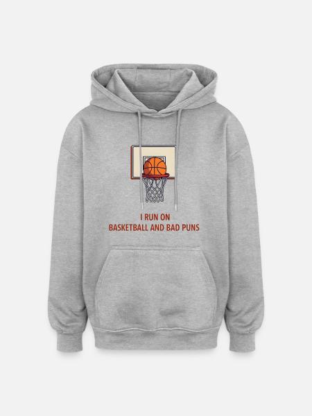 Running on Basketball and Bad Puns - Oversized Unisex Hoodie - heather grey