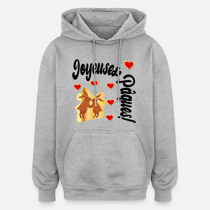 Lapin de Pâques - Sweat à capuche oversize unisexe - gris chiné