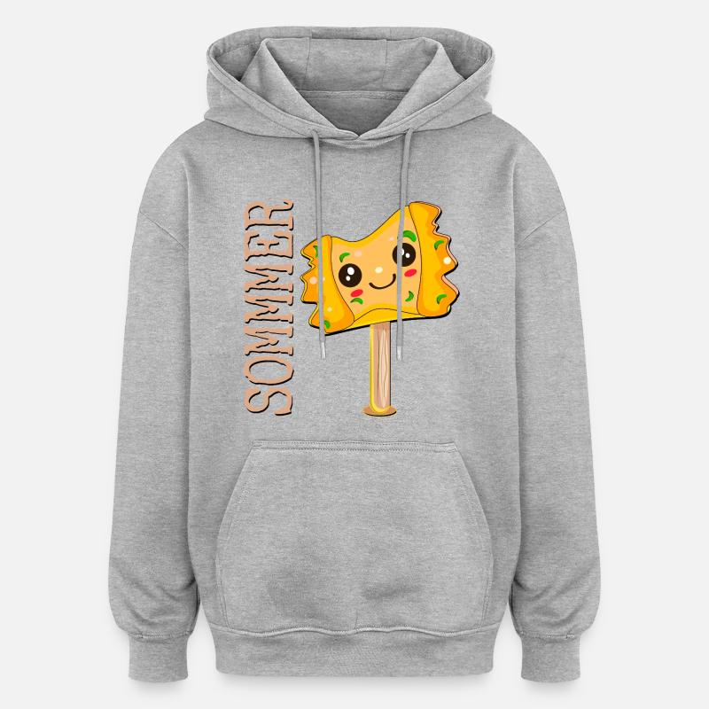 SOMMER EISCREME MAULTASCHEN - Oversized Unisex Hoodie - Grau meliert