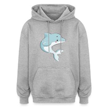 Dolphin - Oversized Unisex Hoodie - heather grey - Front - Noah (186cm)
