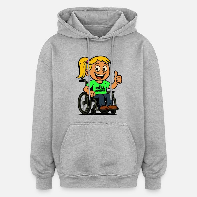 Lolla Vorbild der Rollstuhlfahrer. Rollstuhl # - Oversized Unisex Hoodie - Grau meliert