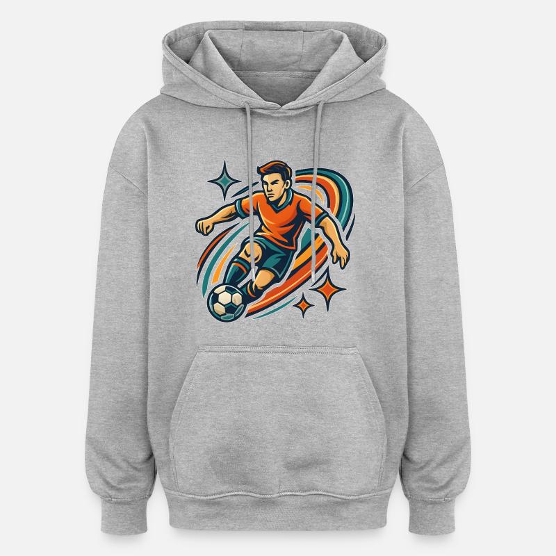 Dynamic Soccer Player Standing Design - Oversized Unisex Hoodie - heather grey