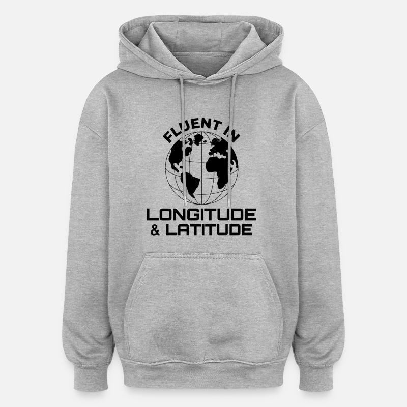 Fluent Longitude Latitude GIS Globe - Sweat à capuche oversize unisexe - gris chiné