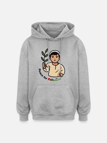 Frit Palæstina - Fred for Palæstina - Oversize unisex hoodie - grå meleret