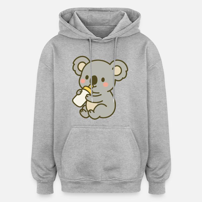 Koala câlin avec biberon - Sweat à capuche oversize unisexe - gris chiné