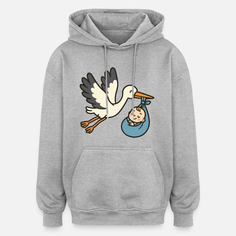 Livraison classique de Stork - Sweat à capuche oversize unisexe - gris chiné