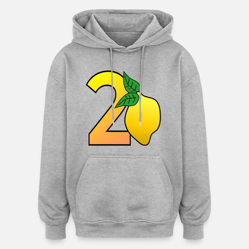 Numéro Vingt - Citron - 20 - Sweat à capuche oversize unisexe - gris chiné