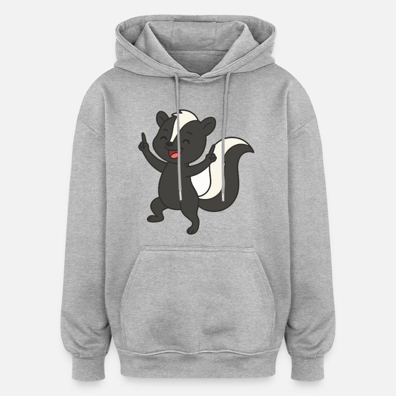 Bébé moufette heureux - Sweat à capuche oversize unisexe - gris chiné