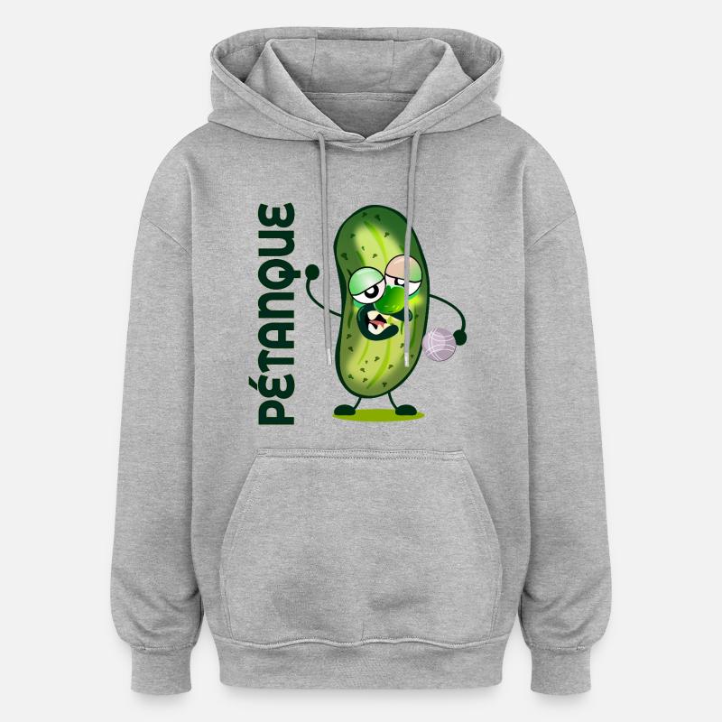 Cornichons Pétanque - Sweat à capuche oversize unisexe - gris chiné
