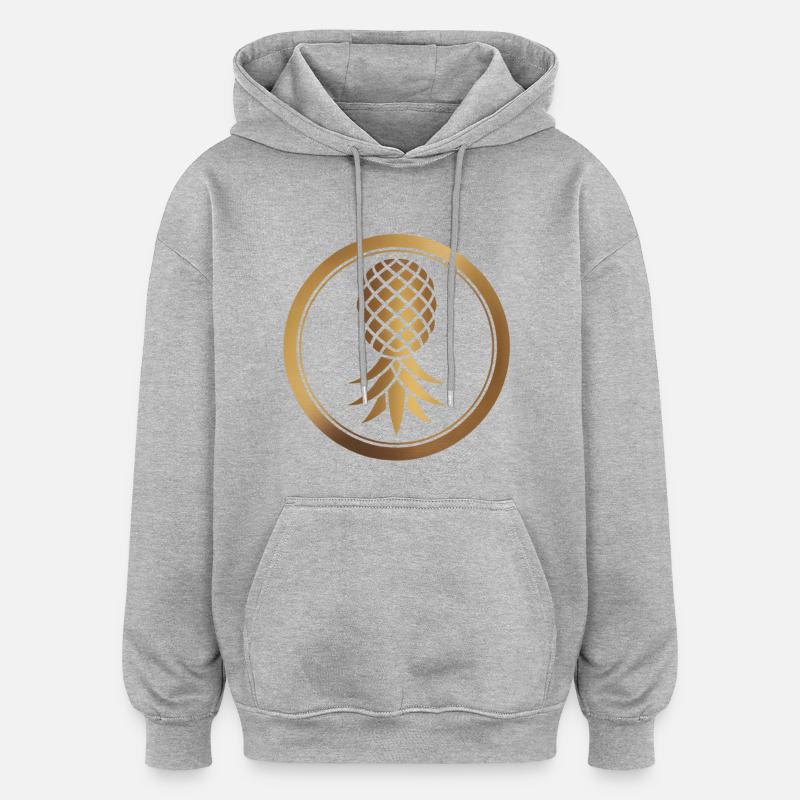 Logo ananas doré - Sweat à capuche oversize unisexe - gris chiné