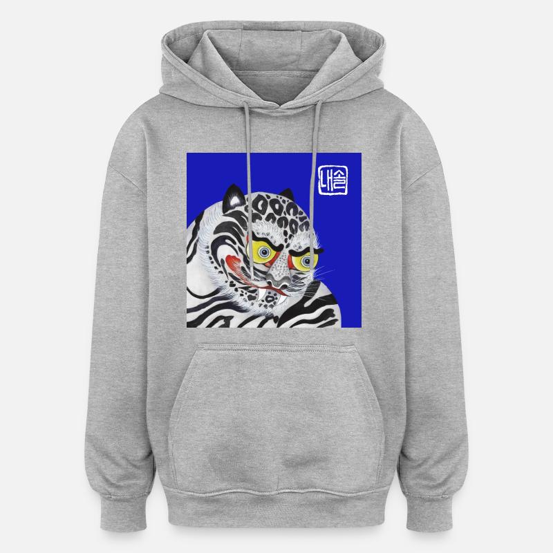 Baekho - Sweat à capuche oversize unisexe - gris chiné