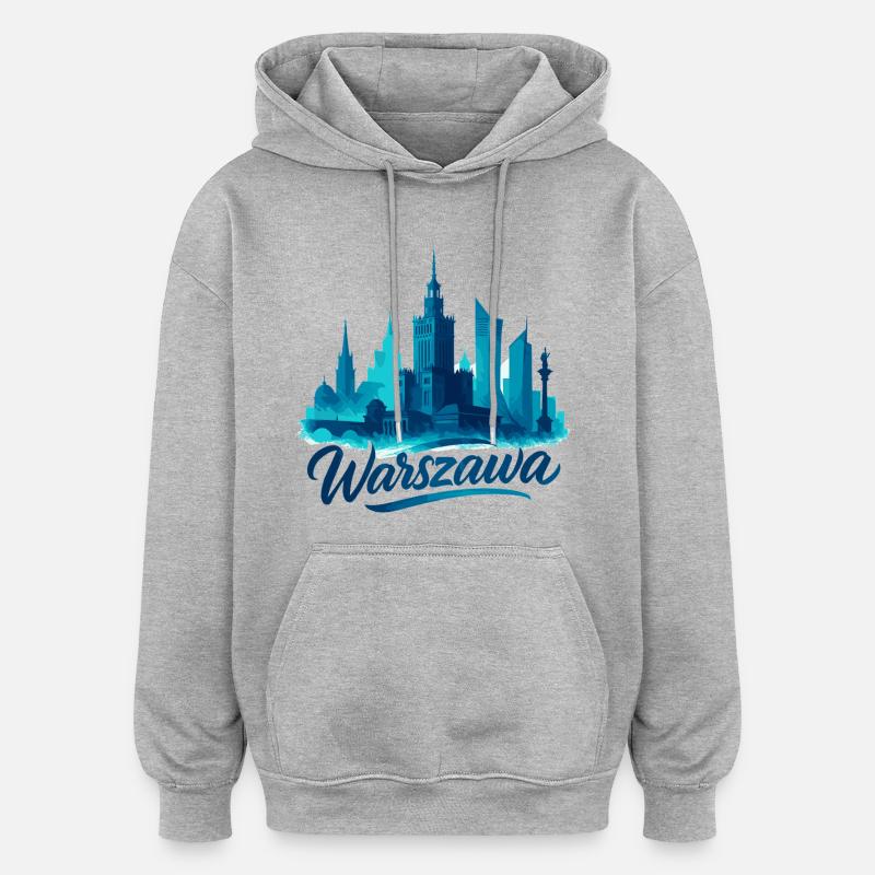 Varsovie Warszawa Capitale Pologne Cadeau - Sweat à capuche oversize unisexe - gris chiné