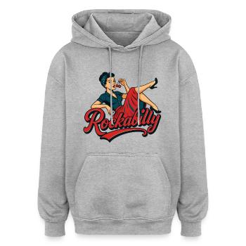 Rockabilly Forever Cherries Wife 50s Gift - Oversized Unisex Hoodie - heather grey - Front - Noah (186cm)