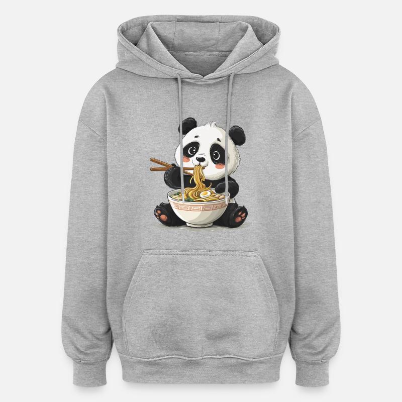 Ramen panda mignon - Sweat à capuche oversize unisexe - gris chiné