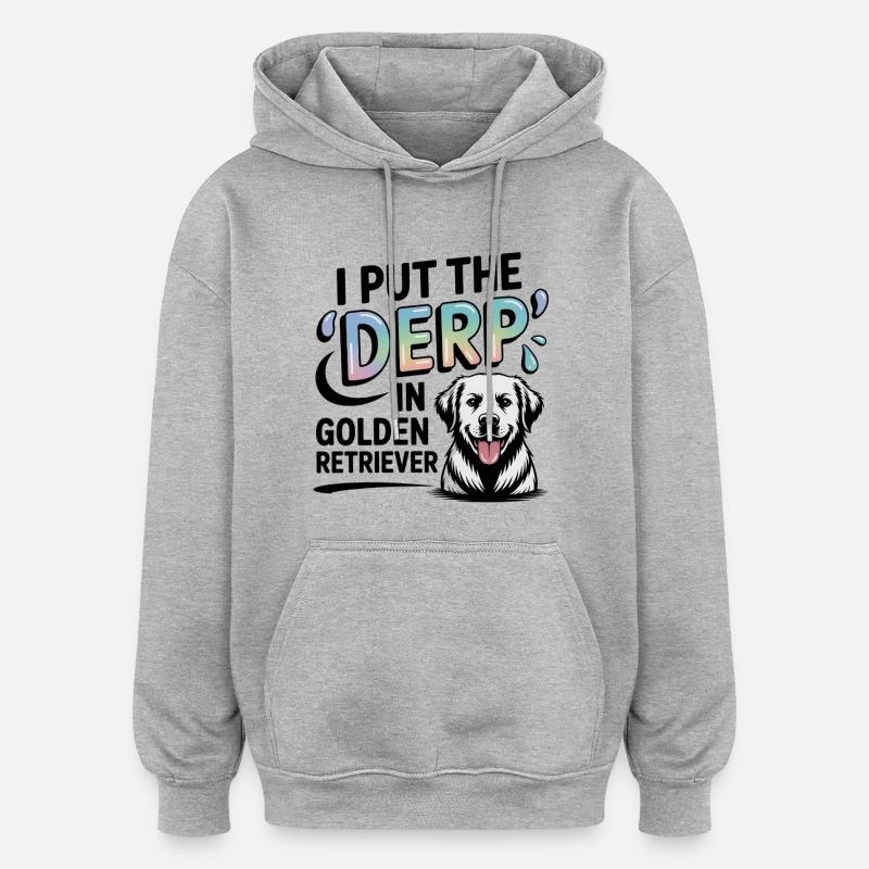 Golden Retriever Humour Derp Citation - Sweat à capuche oversize unisexe - gris chiné
