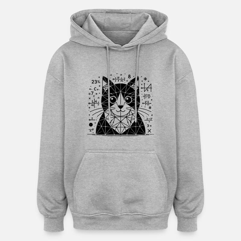 Chat des mathématiciens et des astronomes - Sweat à capuche oversize unisexe - gris chiné