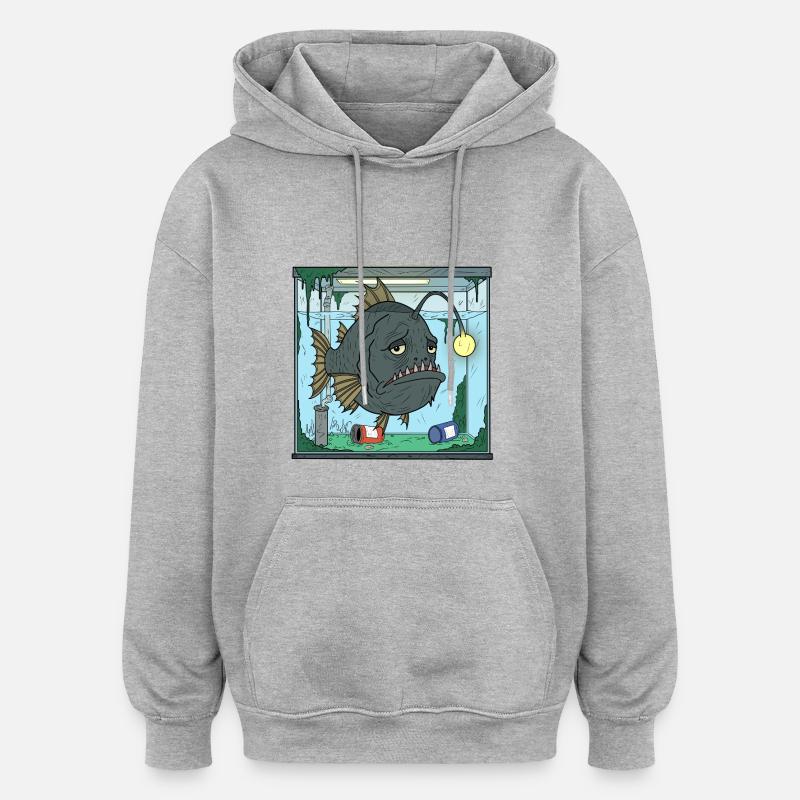 La vie des poissons d’aquarium - Sweat à capuche oversize unisexe - gris chiné