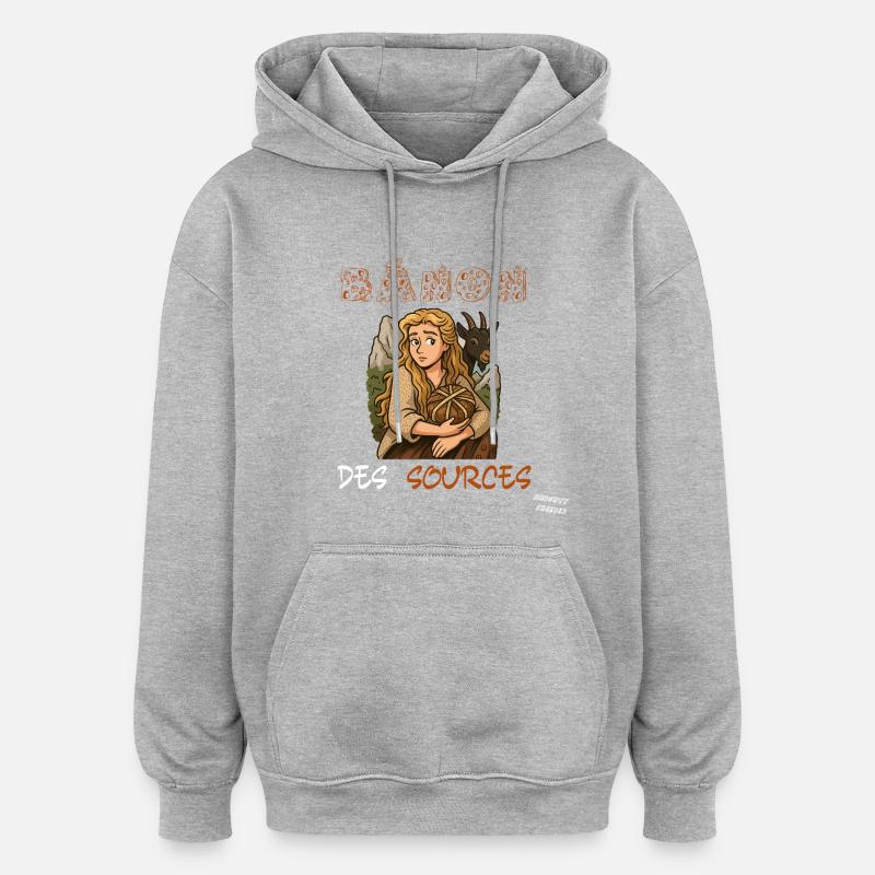 BANON_DES_SOURCES - Sweat à capuche oversize unisexe - gris chiné