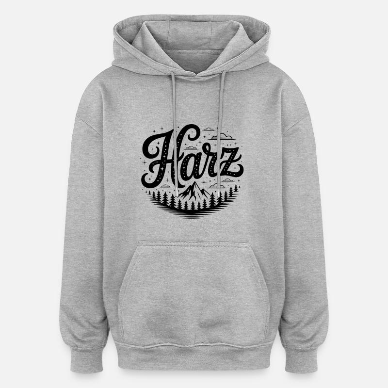 Harz - Conception de randonnées - Sweat à capuche oversize unisexe - gris chiné