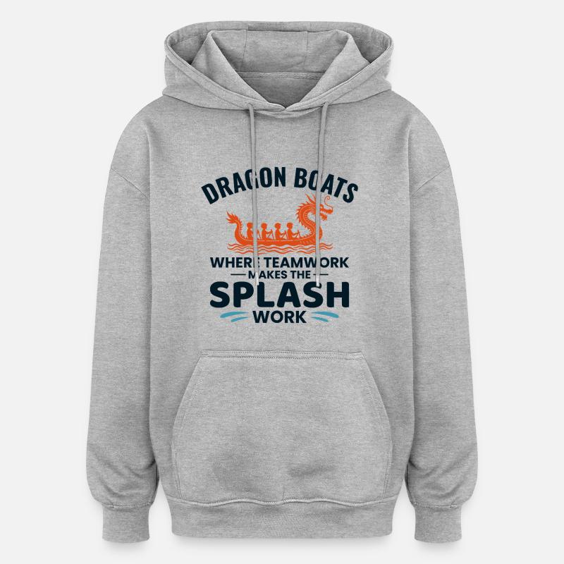 Équipage de course de bateaux-dragons - Sweat à capuche oversize unisexe - gris chiné