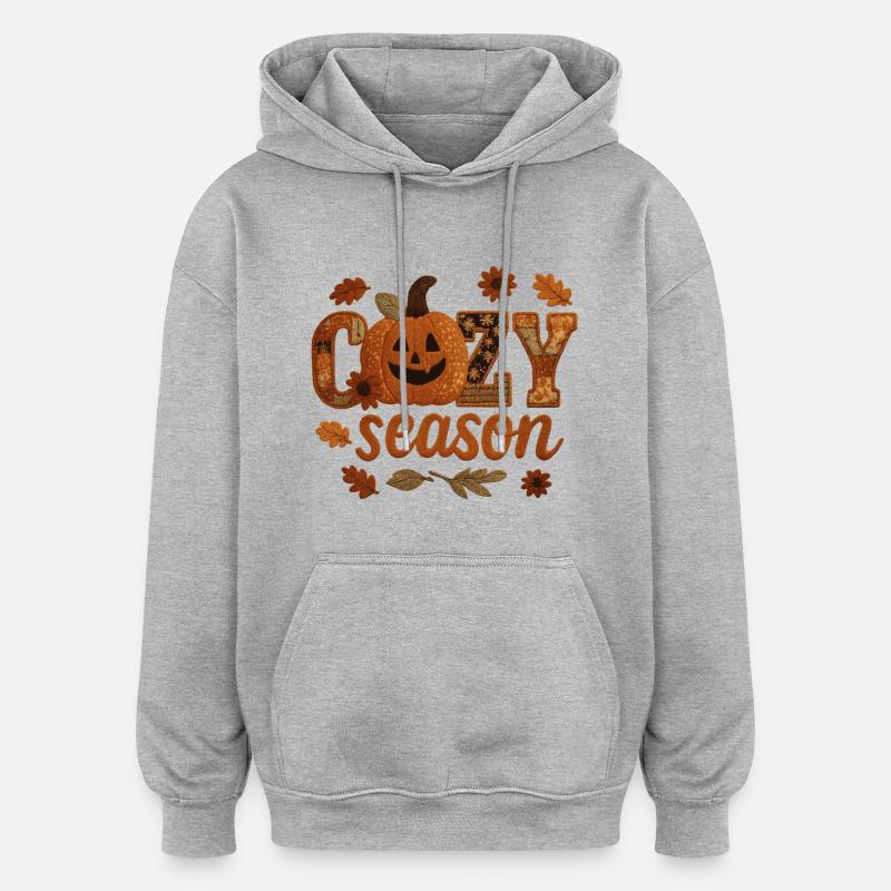 Patchwork de citrouilles douillettes - Sweat à capuche oversize unisexe - gris chiné