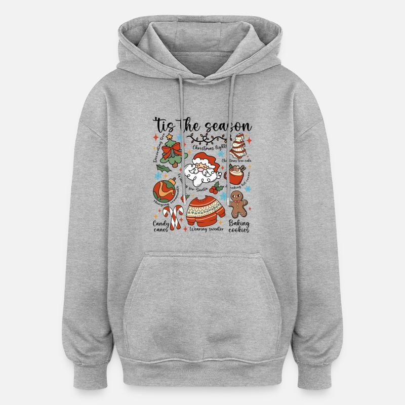 Défilé de Doodle de Noël - Sweat à capuche oversize unisexe - gris chiné