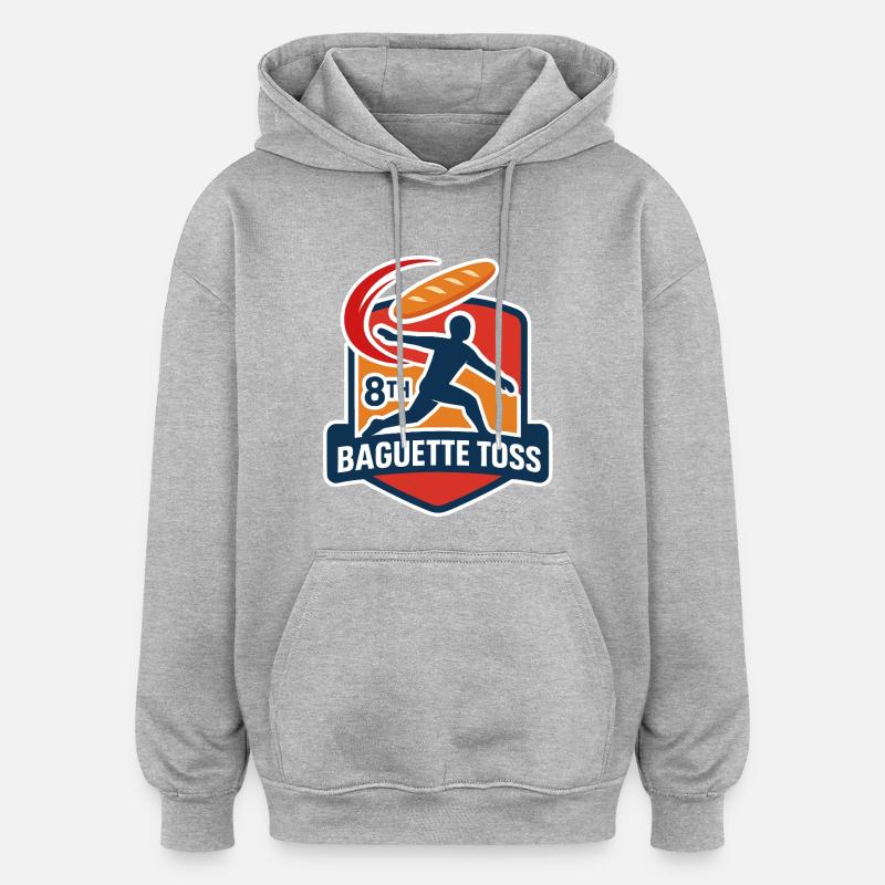 Concours du lancé de baguette  - Sweat à capuche oversize unisexe - gris chiné