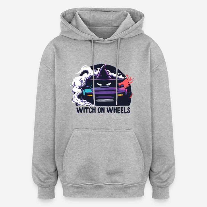Hexe auf Rädern Neonfahrt - Oversized Unisex Hoodie - Grau meliert
